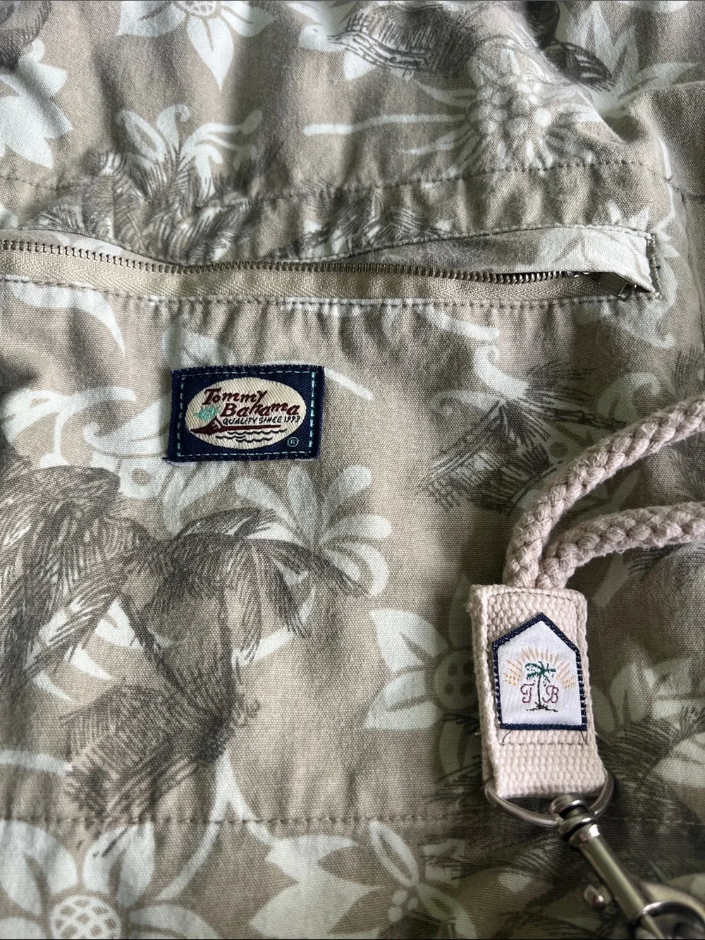 Tommy Bahama Beige Floral Drawstring Backpack